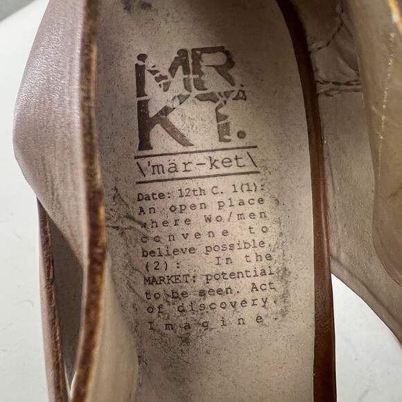 MRKT Cleo Womens US 7 Whiskey Brown Leather Wedge Ankle Boot Booties Shoes - Picture 9 of 10